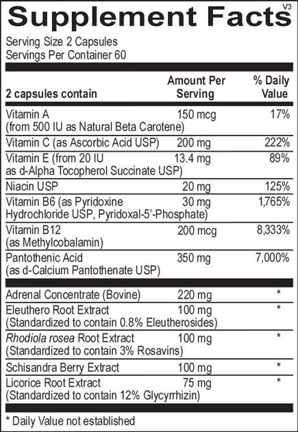 adrenal plus supplement facts