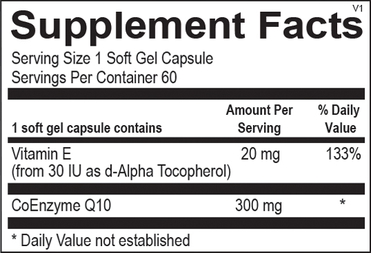 coenzyme q10 300 mg supplement facts