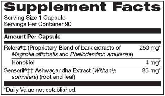 cortisol management supplement facts