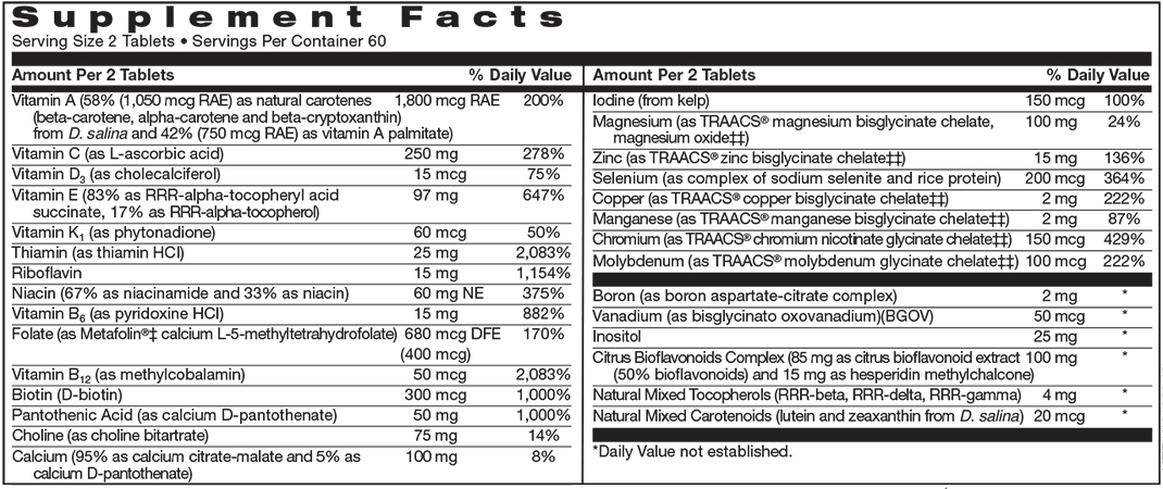 daily multivitamin supplement facts