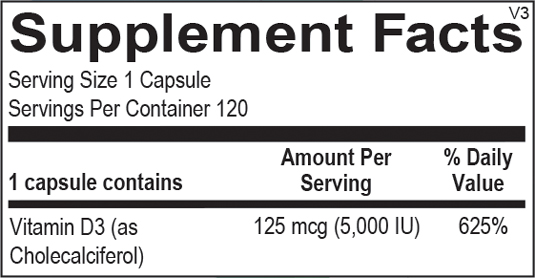 vitamin d 500 iu supplement facts