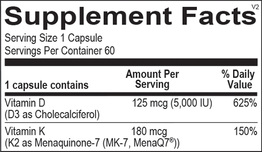 vitamin d with k2 supplement facts