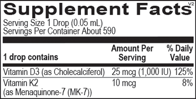 vitamin d3 with k2 liquid supplement facts