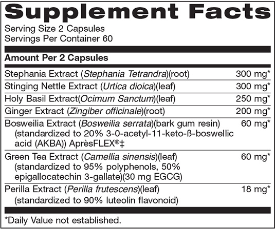 advanced inflammation support supplement facts