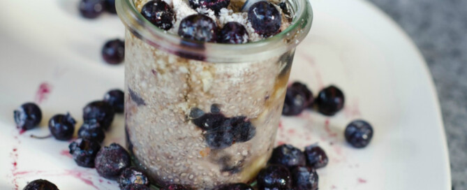 chia pudding with blueberries