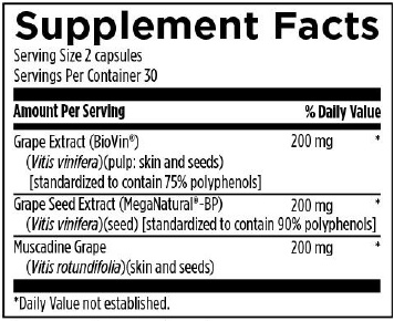 grape seed extract supplement facts