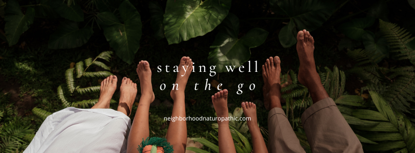 Family during spring break travel staying hydrated and engaging in outdoor activities to boost immunity. Neighborhood Naturopathic in Minneapolis St Paul offers tips for Staying Well on the Go