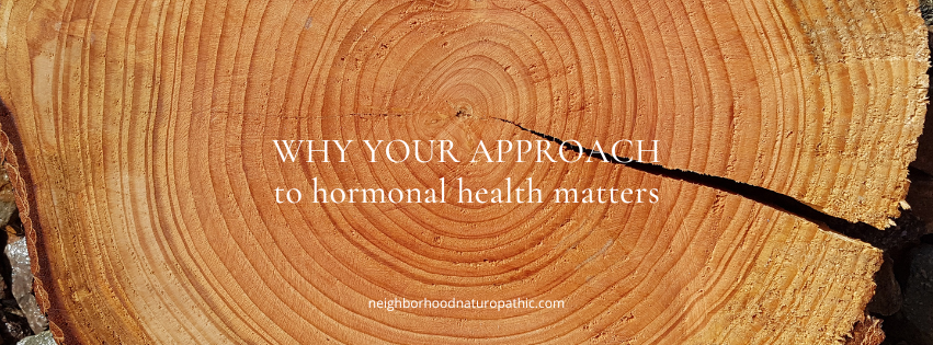 a tree stump with rings representing longevity and balance and the importance of preventative care and hormonal balance with the overlay of words WHY YOUR APPROACH TO HORMONE HEALTH MATTERS